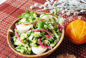 Весенний салат из черемши и редьки