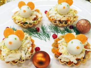 Салат «Крысята» на «Мимозе» в тарталетках